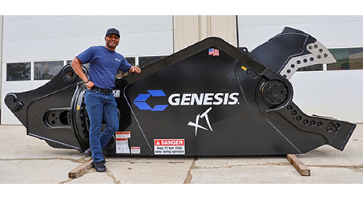 Antron Brown standing by black Genesis GXT mobile shear
