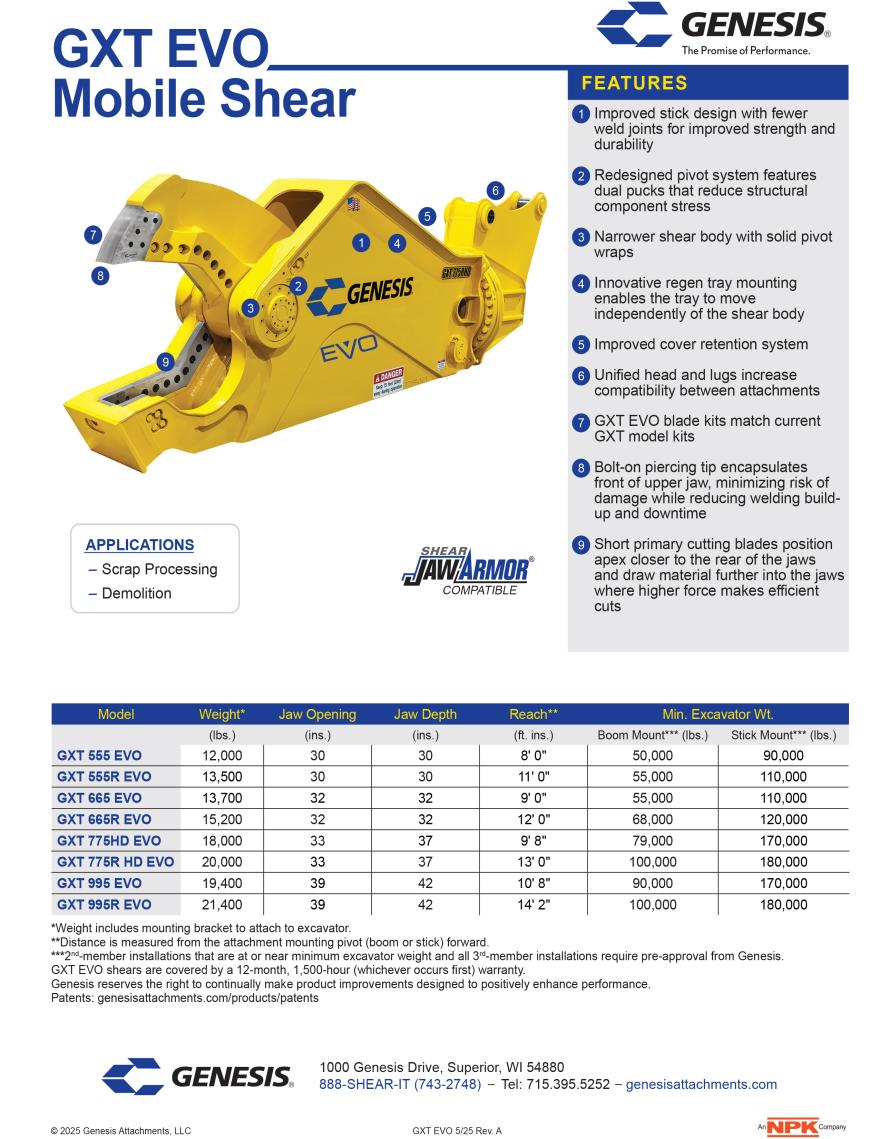 GXT EVO Spec Sheet Image